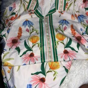 Floral Print Men's Flat Front Short Set